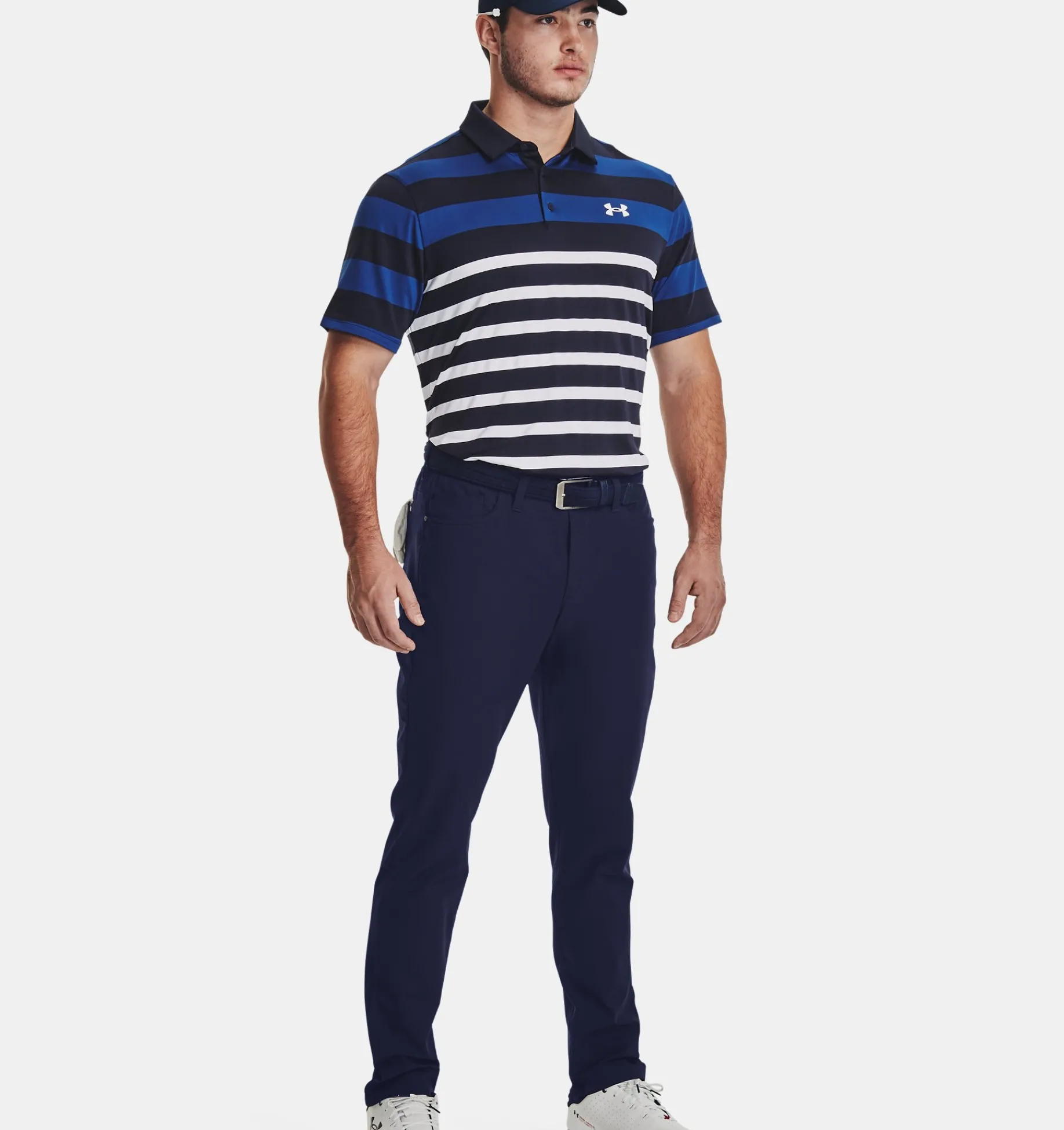New Under Armour Polo Ua Playoff 3.0 Stripe Da Uomo Midnight Navy / Blue Mirage - 411