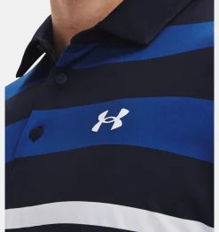 New Under Armour Polo Ua Playoff 3.0 Stripe Da Uomo Midnight Navy / Blue Mirage - 411