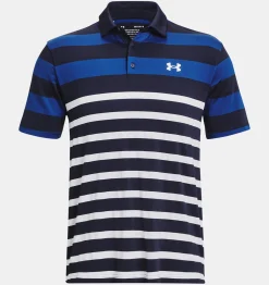 New Under Armour Polo Ua Playoff 3.0 Stripe Da Uomo Midnight Navy / Blue Mirage - 411