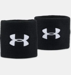 New Under Armour Polsino Ua 8 Cm Performance Da Uomo - Confezione Da 2 Black / White - 001