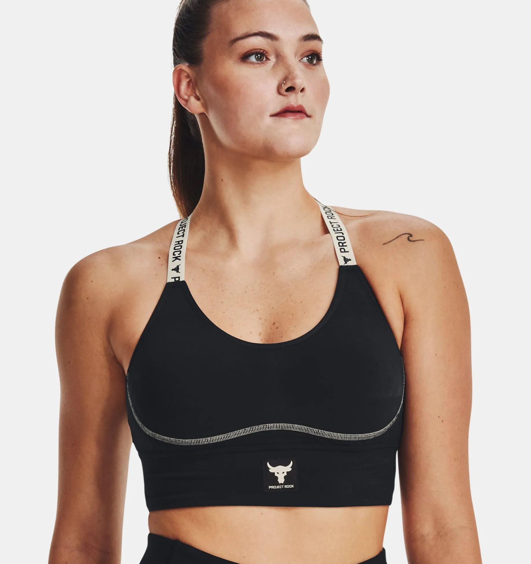 Best Sale Under Armour Reggiseno Sportivo Project Rock Infinity Mid Da Donna Black / Ivory - 002