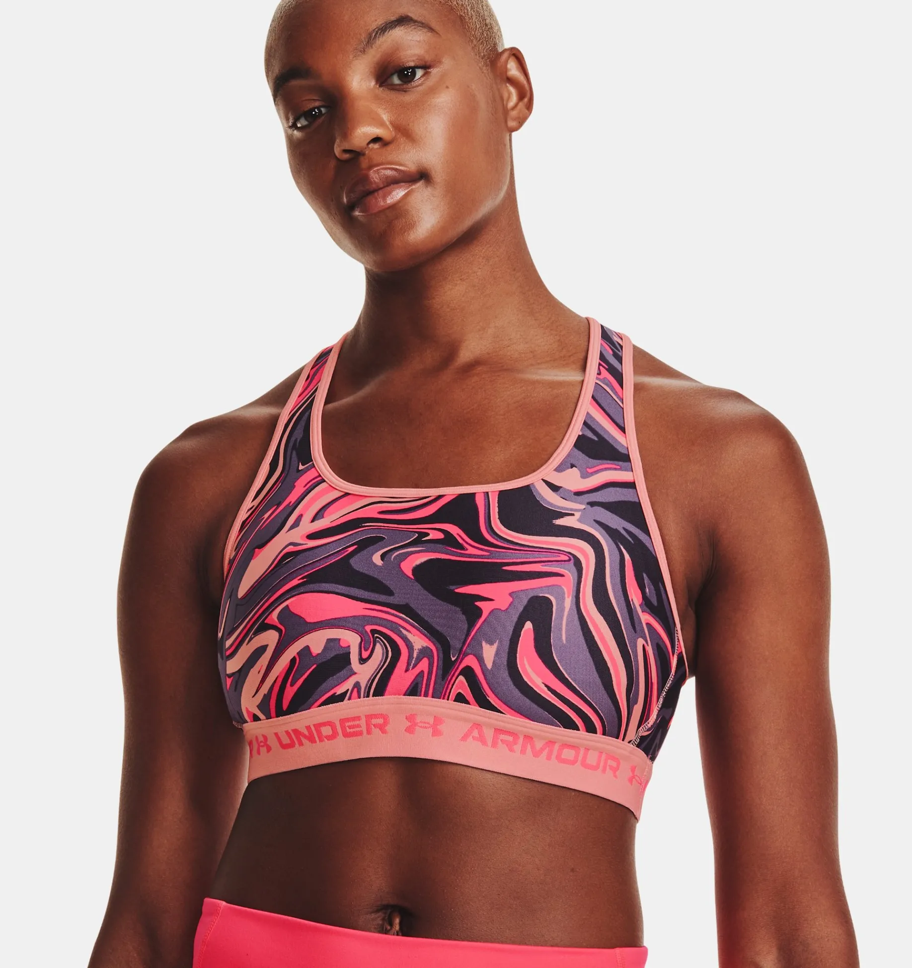 Clearance Under Armour Reggiseno Sportivo Ua Crossback Mid Print Da Donna Posh Pink / Pink Shock - 603