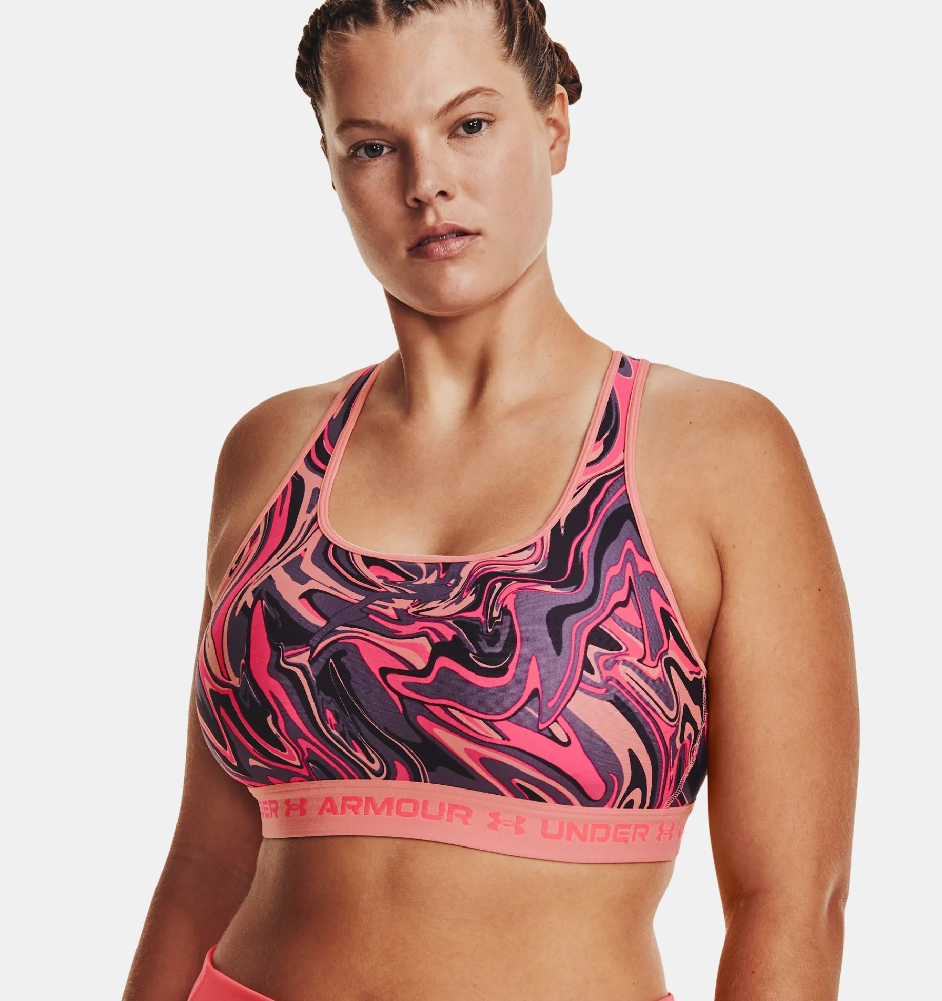 Clearance Under Armour Reggiseno Sportivo Ua Crossback Mid Print Da Donna Posh Pink / Pink Shock - 603