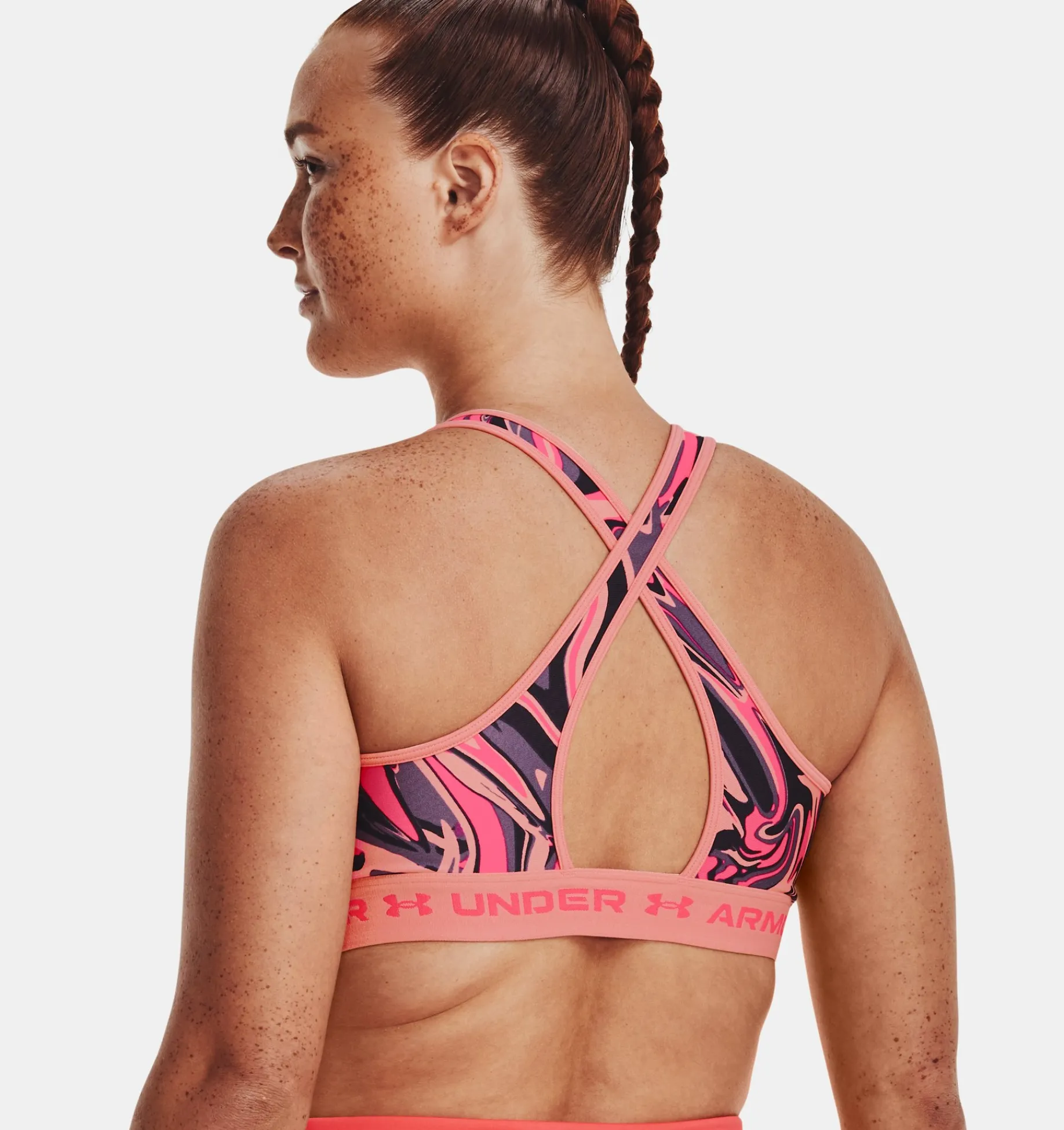 Clearance Under Armour Reggiseno Sportivo Ua Crossback Mid Print Da Donna Posh Pink / Pink Shock - 603
