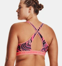 Clearance Under Armour Reggiseno Sportivo Ua Crossback Mid Print Da Donna Posh Pink / Pink Shock - 603