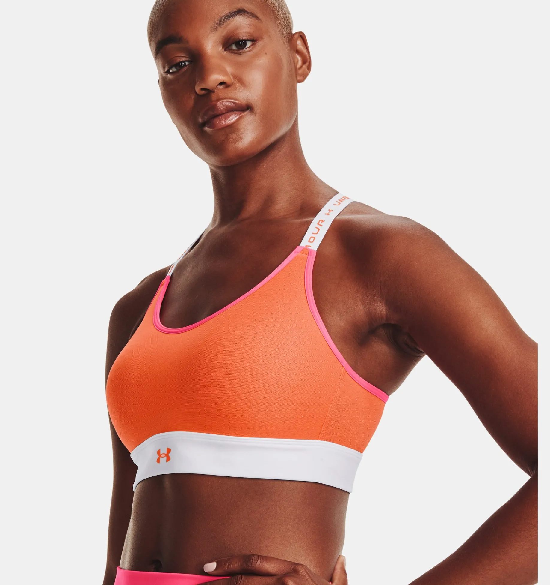 Best Sale Under Armour Reggiseno Sportivo Ua Infinity Mid Run Da Donna White / Pink Shock - 100