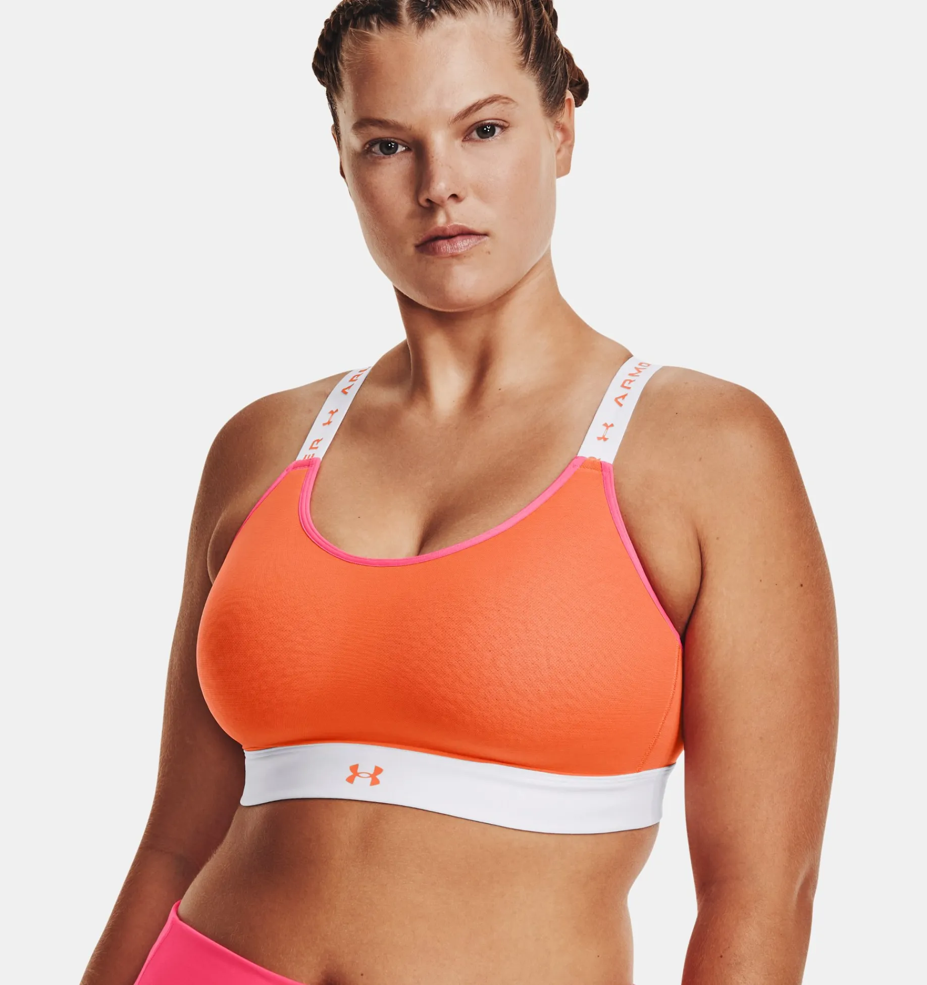 Best Sale Under Armour Reggiseno Sportivo Ua Infinity Mid Run Da Donna White / Pink Shock - 100