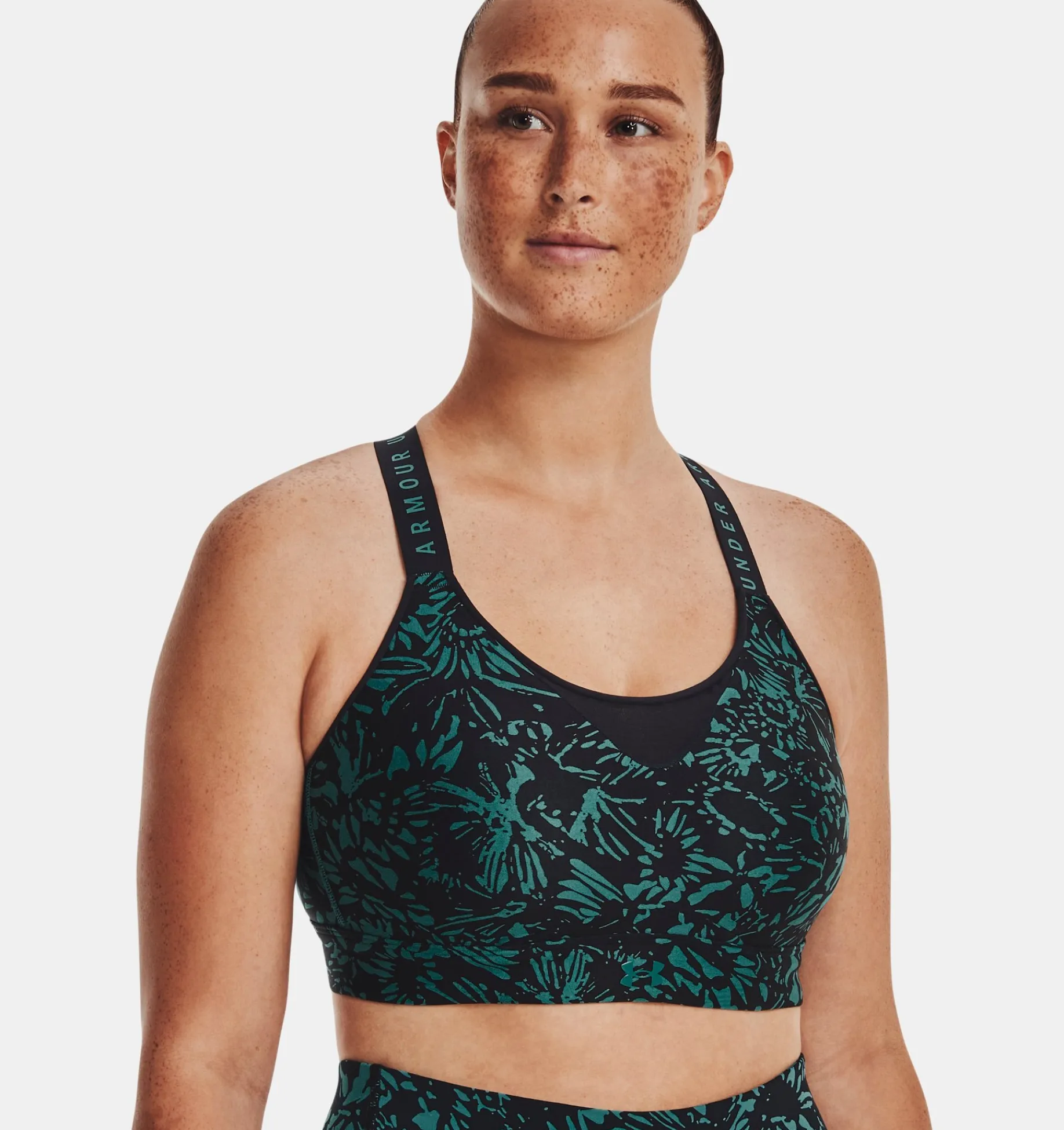 Clearance Under Armour Reggiseno Sportivo Ua Infinity High Printed Da Donna Black / Coastal Teal - 002