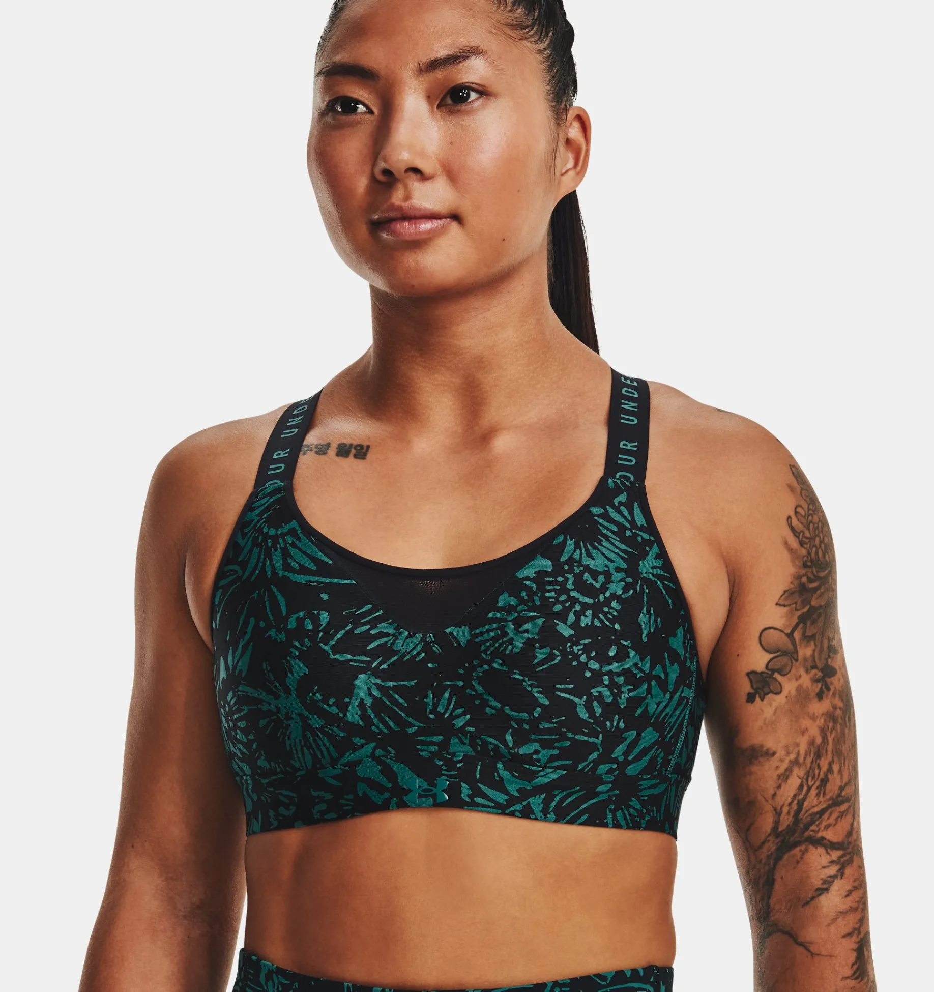 Clearance Under Armour Reggiseno Sportivo Ua Infinity High Printed Da Donna Black / Coastal Teal - 002