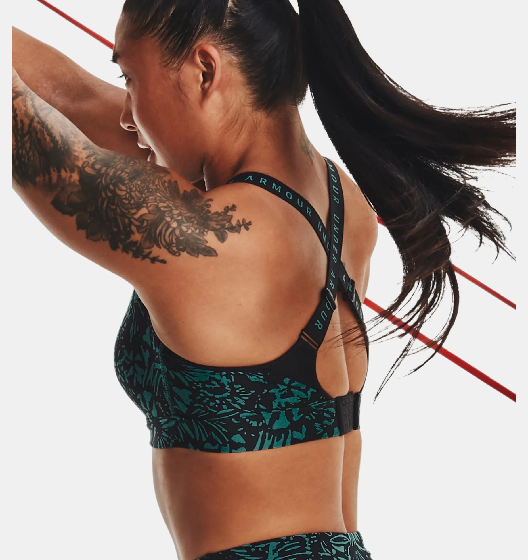Clearance Under Armour Reggiseno Sportivo Ua Infinity High Printed Da Donna Black / Coastal Teal - 002