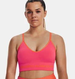 Shop Under Armour Reggiseno Sportivo Ua Seamless Low Longline Rib Da Donna Pink Shock / Frosted Orange - 683