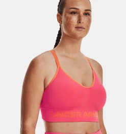 Shop Under Armour Reggiseno Sportivo Ua Seamless Low Longline Rib Da Donna Pink Shock / Frosted Orange - 683