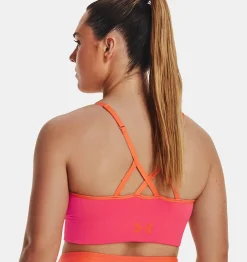 Shop Under Armour Reggiseno Sportivo Ua Seamless Low Longline Rib Da Donna Pink Shock / Frosted Orange - 683