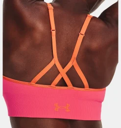 Shop Under Armour Reggiseno Sportivo Ua Seamless Low Longline Rib Da Donna Pink Shock / Frosted Orange - 683