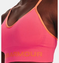 Shop Under Armour Reggiseno Sportivo Ua Seamless Low Longline Rib Da Donna Pink Shock / Frosted Orange - 683