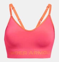 Shop Under Armour Reggiseno Sportivo Ua Seamless Low Longline Rib Da Donna Pink Shock / Frosted Orange - 683