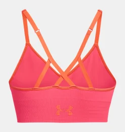 Shop Under Armour Reggiseno Sportivo Ua Seamless Low Longline Rib Da Donna Pink Shock / Frosted Orange - 683