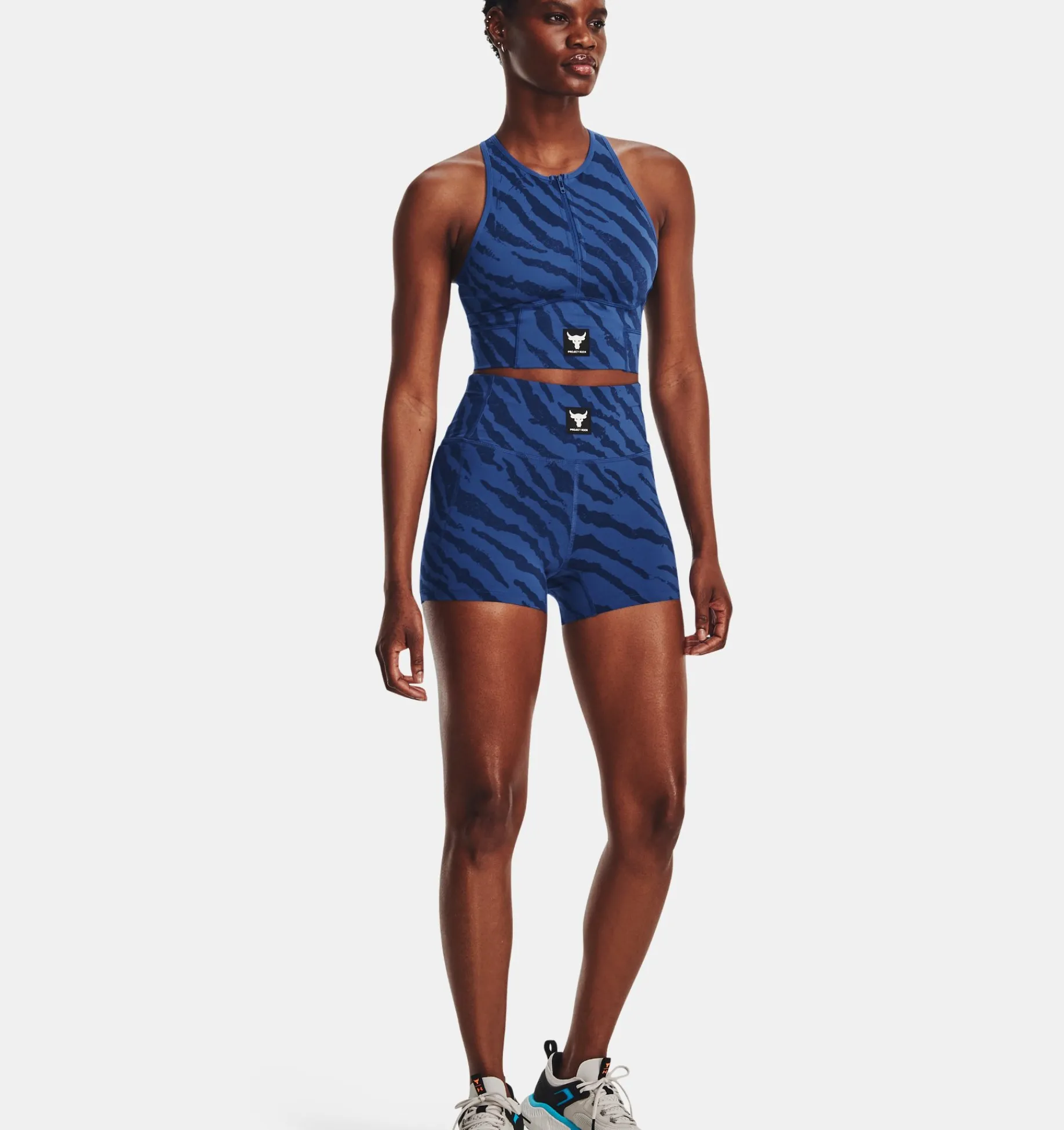 Online Under Armour Shorts Project Rock Meridian Training Ground Printed Da Donna Blue Mirage / Deep Space Blue - 471