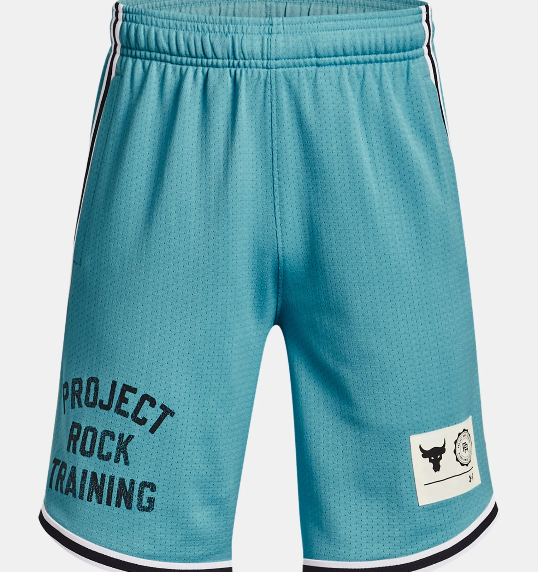 New Under Armour Shorts Project Rock Penny Mesh Da Ragazzo Glacier Blue / Black - 433