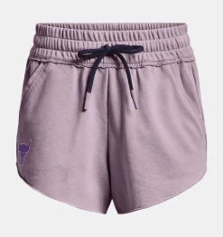 Clearance Under Armour Shorts Project Rock Rival Terry Disrupt Da Donna Purple Haze / Lunar Purple - 554