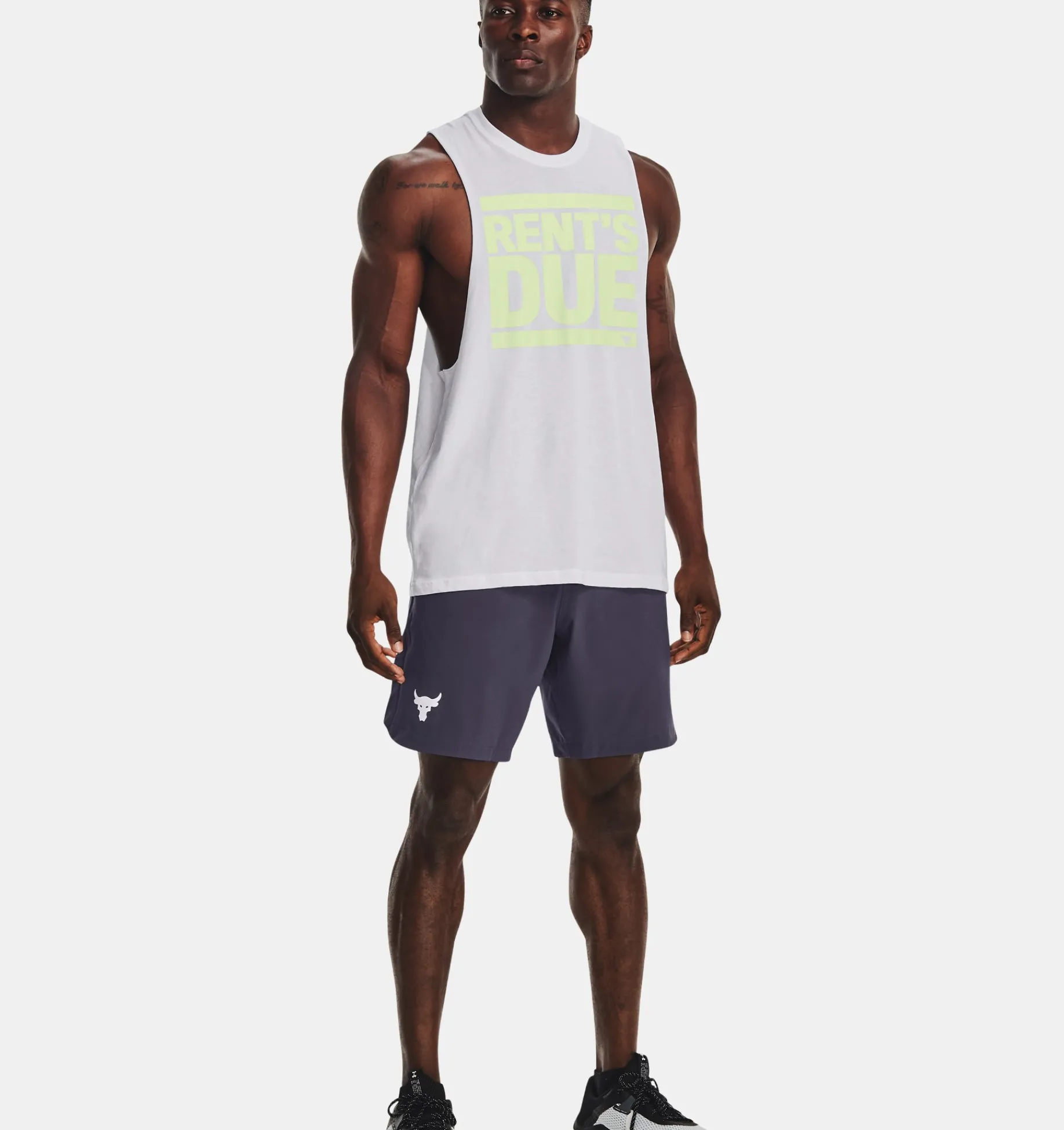 Store Under Armour Shorts Project Rock Snap Da Uomo Tempered Steel / White - 558