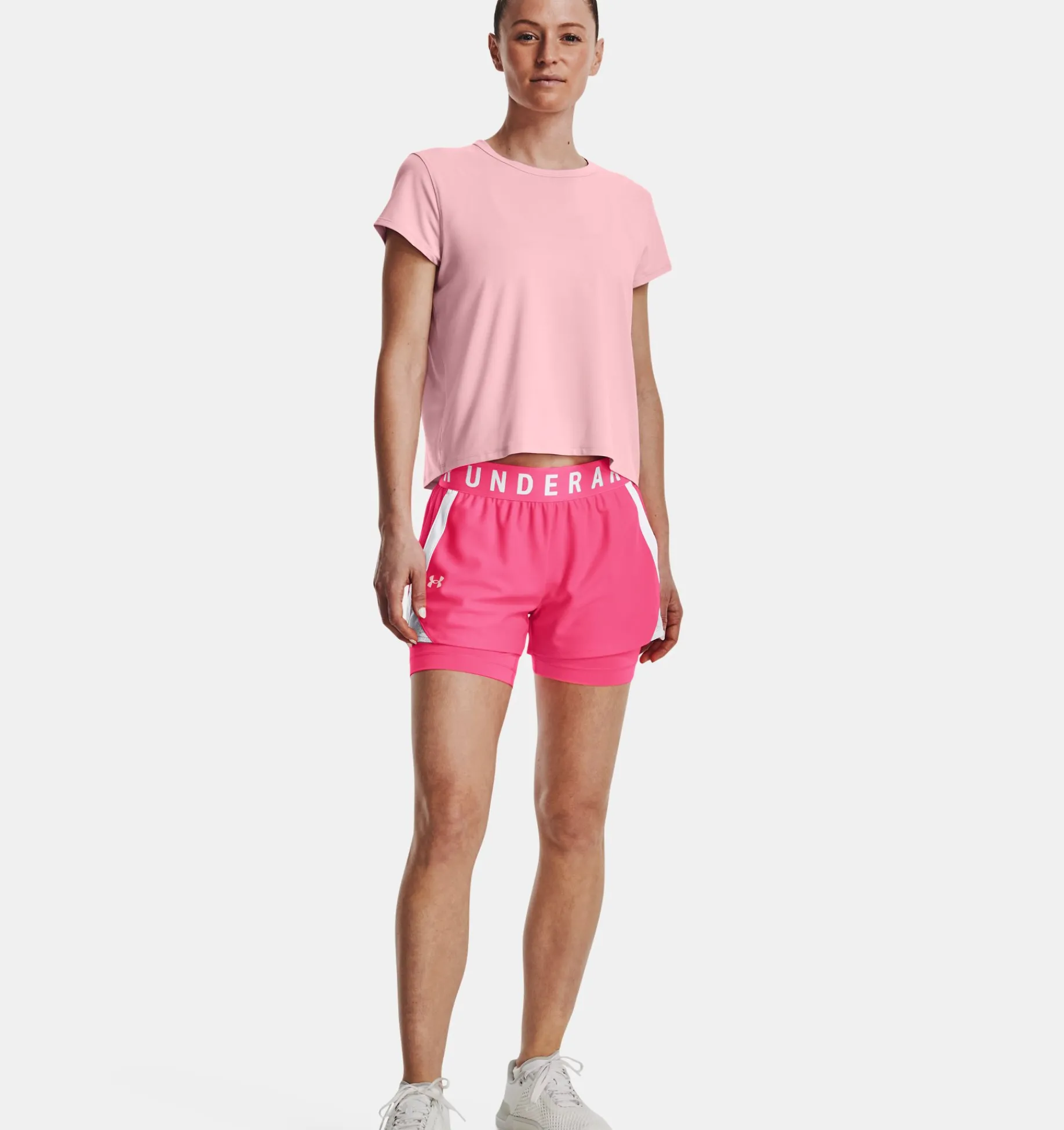 Outlet Under Armour Shorts Ua Play Up 2 In 1 Da Donna Cerise / White - 653