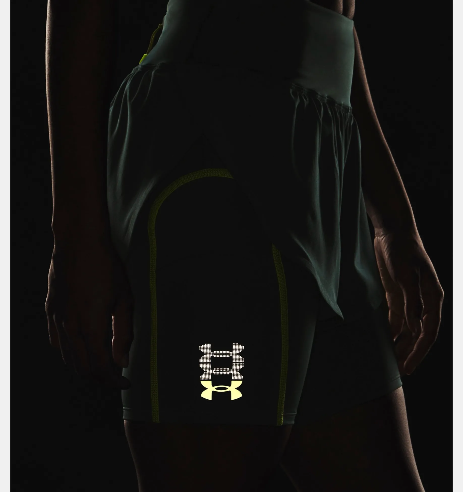 Discount Under Armour Shorts Ua Run Anywhere Da Donna Static Blue / Lime Surge - 414