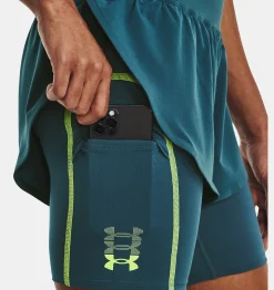 Discount Under Armour Shorts Ua Run Anywhere Da Donna Static Blue / Lime Surge - 414