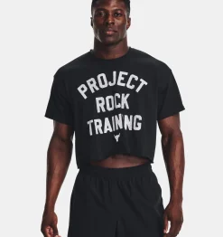 Best Sale Under Armour T-Shirt Project Rock Heavyweight Stay Hungry Ritagliata Da Uomo Black / White - 001