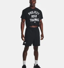 Best Sale Under Armour T-Shirt Project Rock Heavyweight Stay Hungry Ritagliata Da Uomo Black / White - 001