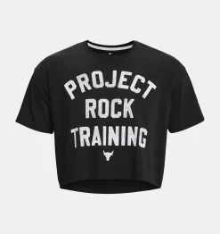 Best Sale Under Armour T-Shirt Project Rock Heavyweight Stay Hungry Ritagliata Da Uomo Black / White - 001
